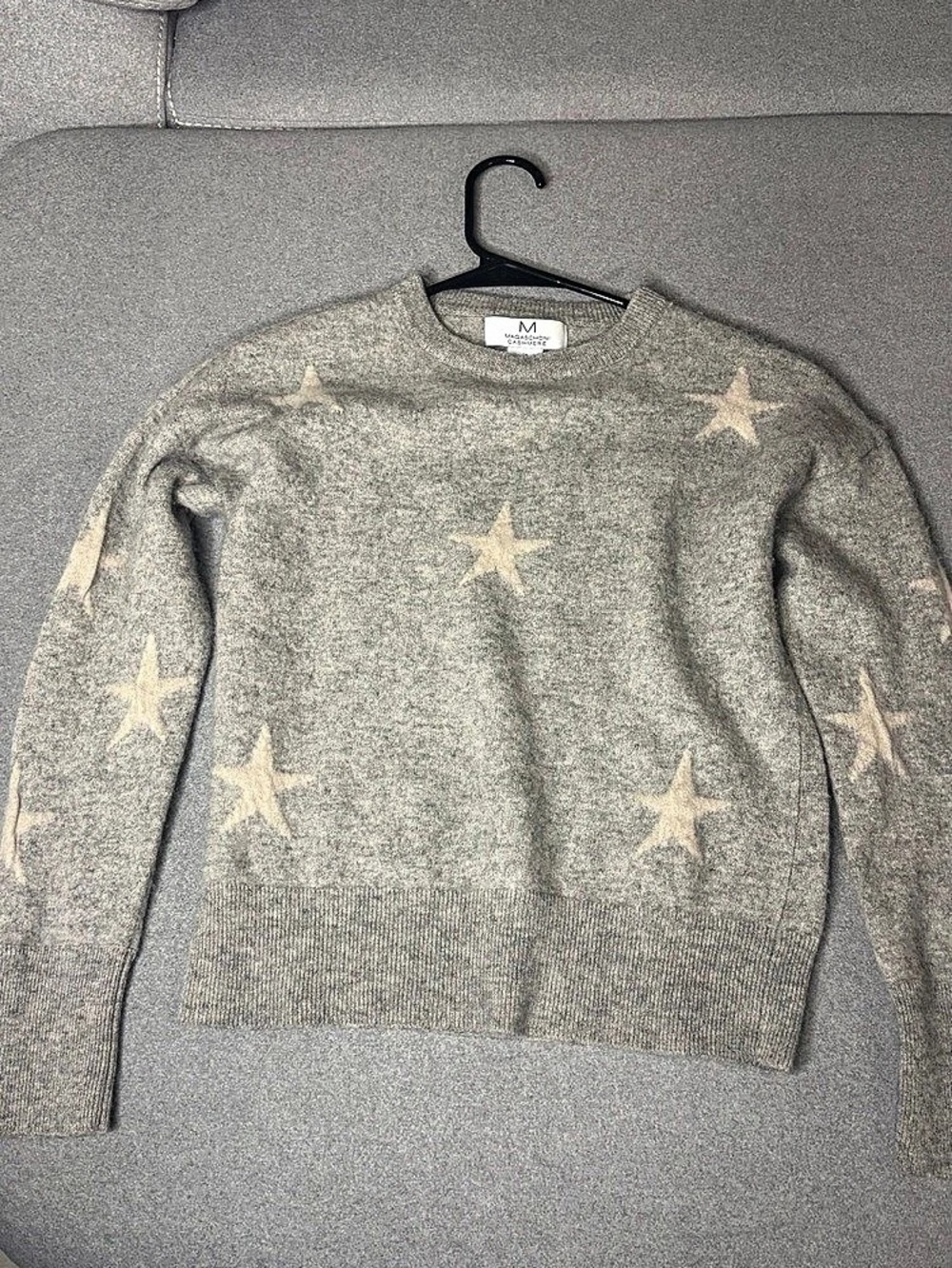 Magaschoni Star Cashmere Sweater Gray & Pink Size Medium